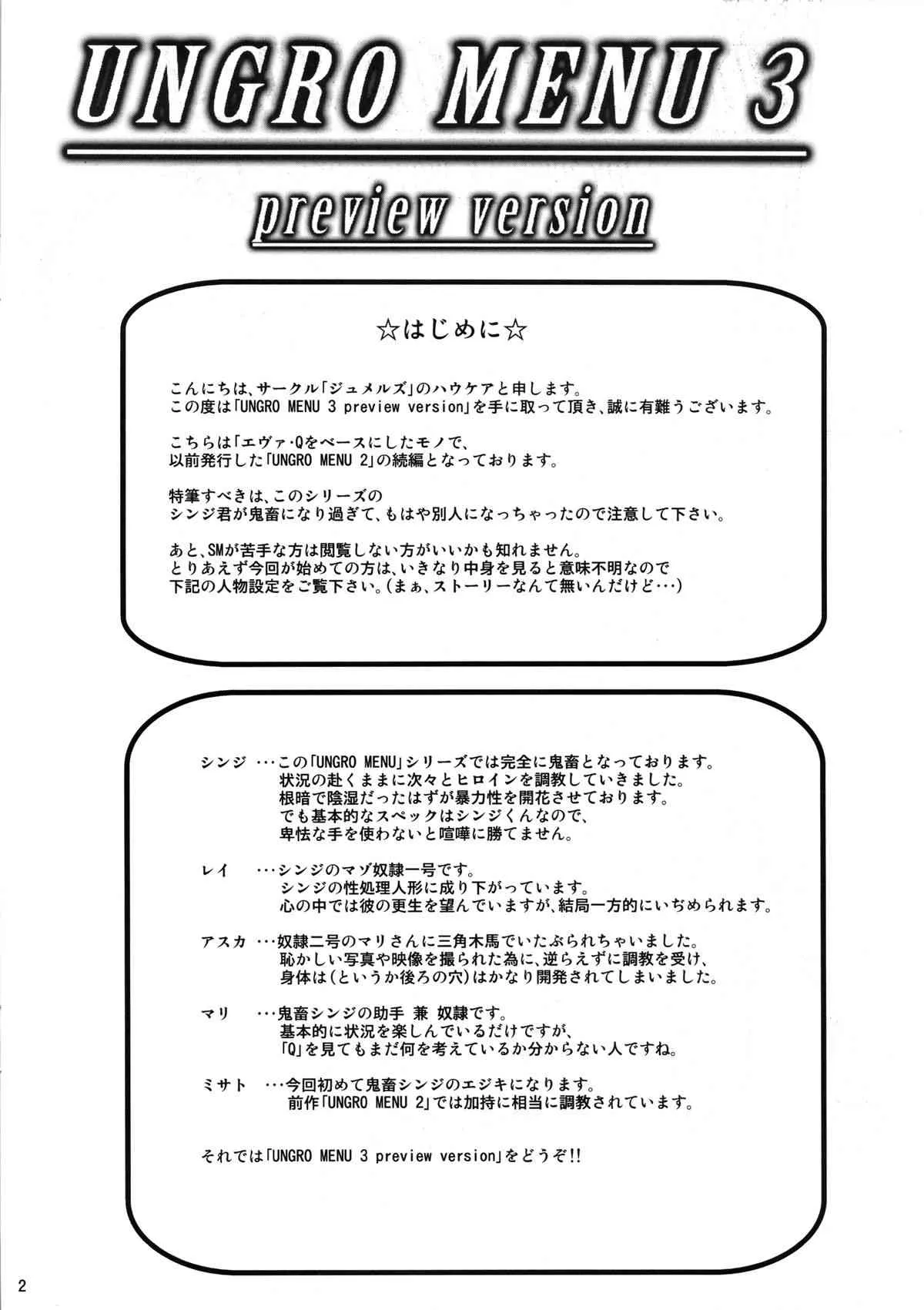 (C85) [ジュメルズ (ハウケア)] UNGRO MENU 3 preview version (新世紀エヴァンゲリオン)_2